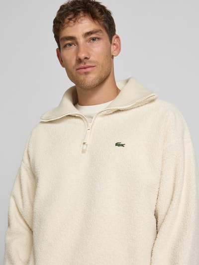 Lacoste Relaxed fit sweatshirt met schipperskraag van warme fleece Offwhite - 3