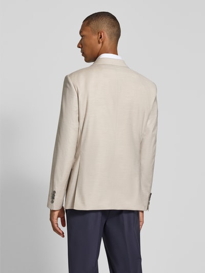 Männermodel trägt Sakko mit Einstecktuch Modell 'Wedding Herby' von JOOP! Collection in Beige, florale Applikation, Rückenansicht, Regular Fit