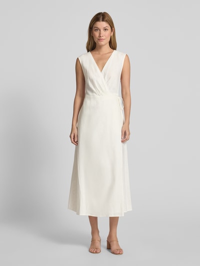 GUIDO MARIA KRETSCHMER WOMAN Wickelkleid aus Leinen-Mix mit V-Ausschnitt Modell 'GINA' Weiss 4