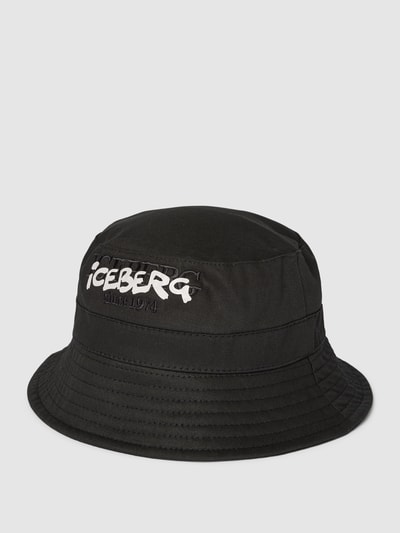 Iceberg Bucket Hat mit Label-Print Modell 'CAPPELLO' Black 1