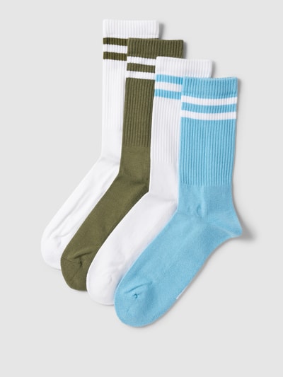 REVIEW Socken mit Kontraststreifen im 4er-Pack Hellblau 1