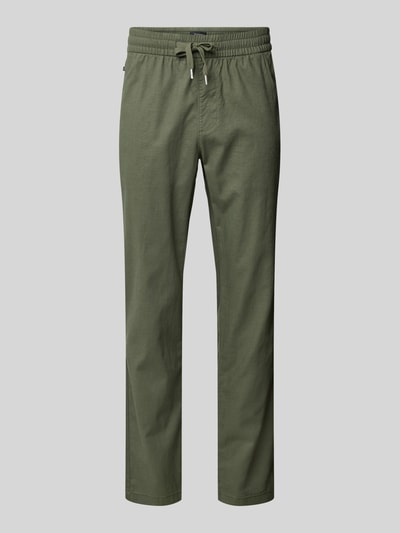 Matinique Regular fit linnen broek met elastische band, model 'barton' Middenbruin - 2