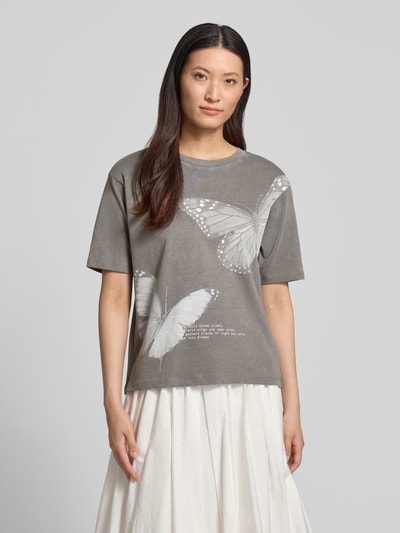 Jake*s Casual Relaxed Fit T-Shirt mit Motiv-Print Mittelgrau 4