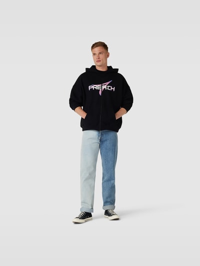 Preach Oversized Sweatjacke mit Label-Print Schwarz 1