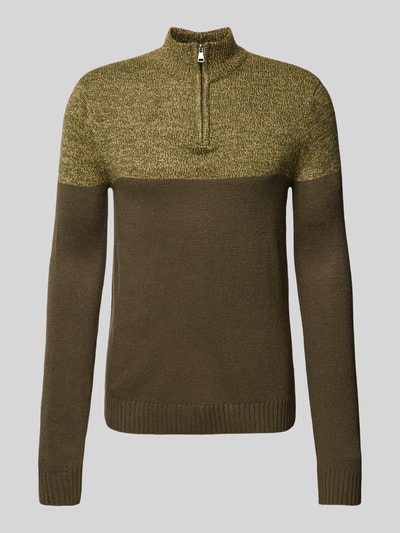 Blend Gebreide pullover met opstaande kraag Olijfgroen gemêleerd - 2