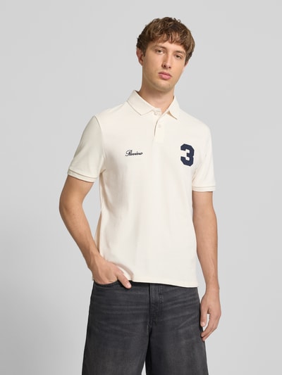REVIEW Regular Fit Poloshirt mit Logo-Stitching Offwhite 4