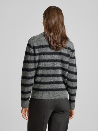 MOS MOSH Sweter z dzianiny z okrągłym dekoltem model ‘THORA’ Ciemnoszary 5