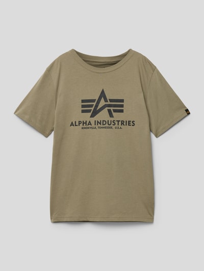 Alpha Industries T-shirt z nadrukiem z logo Oliwkowy 1