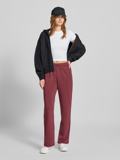 Gina Tricot T-shirt z prążkowanym okrągłym dekoltem Biały 1