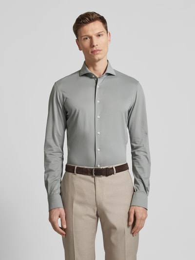 Profuomo Slim fit zakelijk overhemd met haaikraag Groen - 4