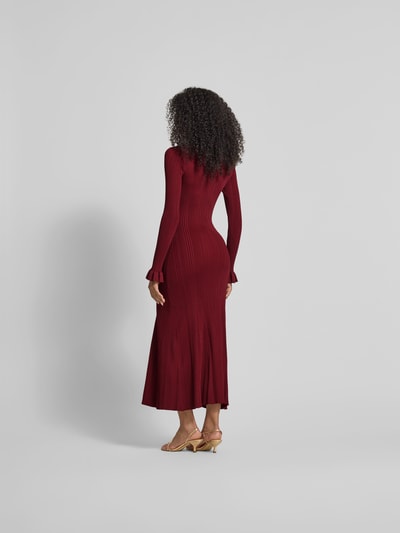 Self-Portrait Midikleid in Strick-Optik Bordeaux 5