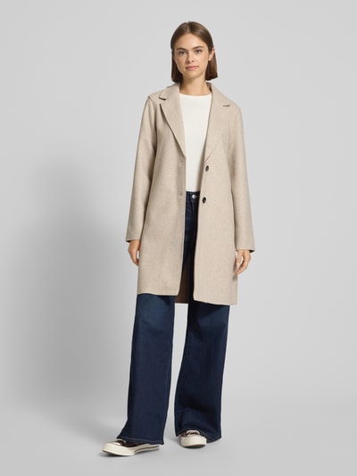 Only Regular fit lange jas met binnenstebuitennaden, model 'CARRIE' Ecru gemêleerd - 1