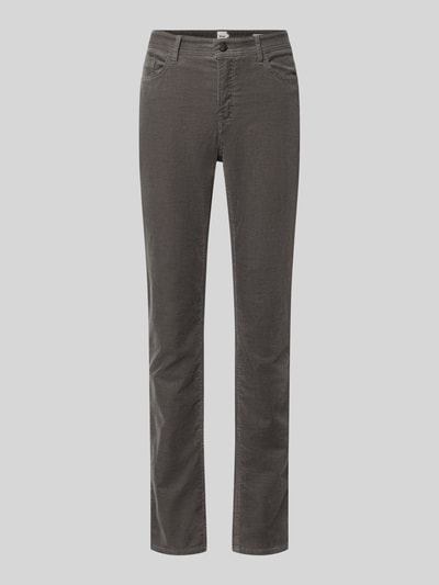 Productfoto, smalle broek uit katoenmix model 'mary' van brax in bruin met zichtbare textuur, dames smalle broek van brax