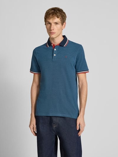Jack & Jones Regular fit poloshirt met labelstitching, model 'PAULOS' Jeansblauw - 4