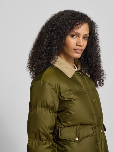 Marc O'Polo Regular Fit Daunenjacke mit Umlegekragen aus Cord Khaki 3