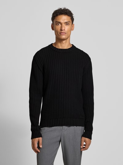 HUGO Regular Fit Strickpullover aus reiner Baumwolle Modell 'SRIBBEN_1' Black 4