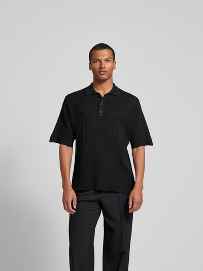 WON HUNDRED Poloshirt in Strick-Optik Black 4