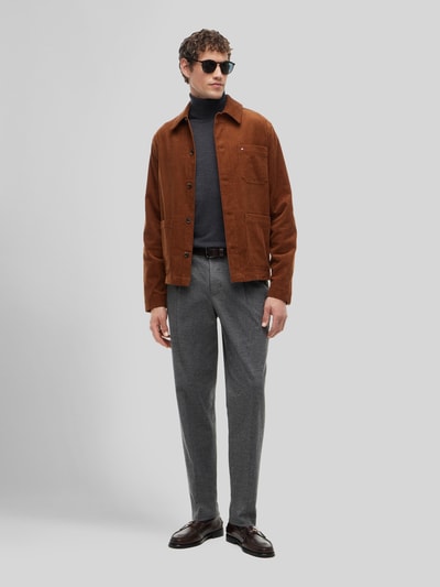Tommy Hilfiger Spodnie z zakładkami w pasie o kroju tapered fit z mieszanki bawełny Antracytowy 1