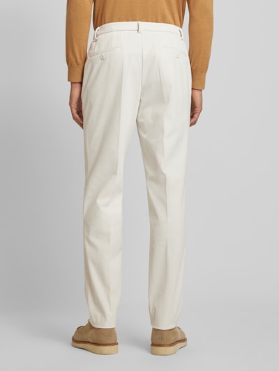 BOSS Slim fit corduroy broek met persplooien, model 'Perin' Offwhite - 5