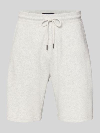 Produktfoto, Relaxed Fit Sweatshorts aus Baumwoll-Mix von Tommy Hilfiger in meliertem Hellgrau, gerippter Bund mit Tunnelzug, Label Stitching.