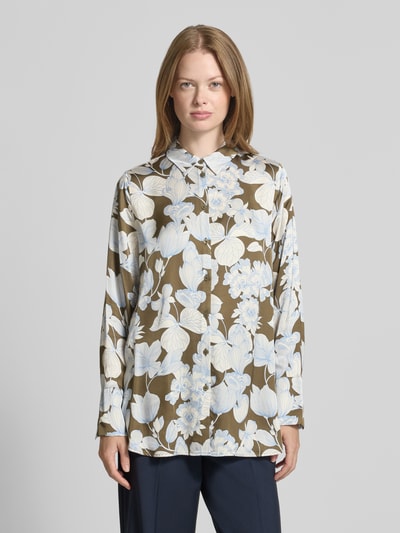 s.Oliver BLACK LABEL Bluzka koszulowa o kroju regular fit z czystej wiskozy Oliwkowy 4