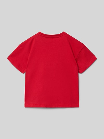 Produktfoto, Regular Fit T-Shirt aus reiner Baumwolle Modell 'KITTY' von Only, unifarben rot, kurzarm, Rundhals, Feinripp, Label Stitching