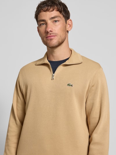 Lacoste Regular Fit Troyer aus reiner Baumwolle Beige 3