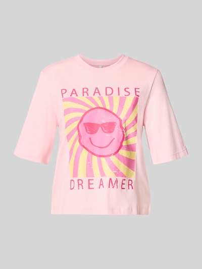 Produktfoto, Relaxed Fit T-Shirt aus reiner Baumwolle Modell 'CARTY' von ONLY, damski t-shirt, efekt: jednolity kolor, krój relaxed fit, nadruk z motywem, okrągły dekolt, krótki rękaw, wykończenie materiału: dżersej, 100% bawełna