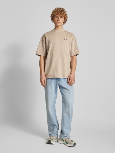 Pegador Oversized T-shirt met labelstitching, model 'SIGNAR' Donkergrijs - 1