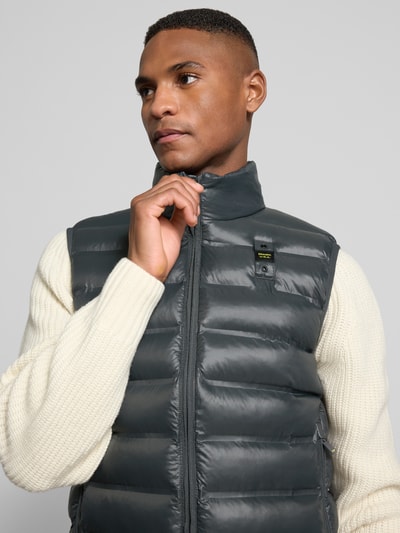 Blauer Usa Steppweste mit Stehkragen und Zweiwege-Reißverschluss Graphit 3