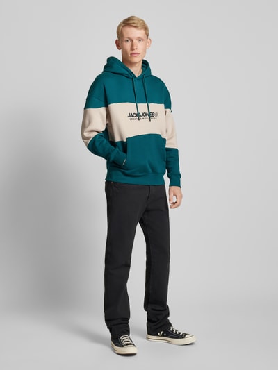 Jack & Jones Hoodie mit Label-Print Modell 'LEGACY' Petrol 1