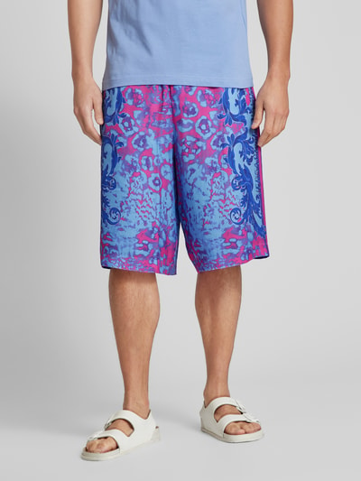 Versace Jeans Couture Sweatshorts aus Viskose mit Allover-Muster Hellblau 4