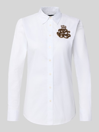 Lauren Ralph Lauren Slim fit overhemdblouse met logo van kralen, model 'JAMELKO' Wit - 2