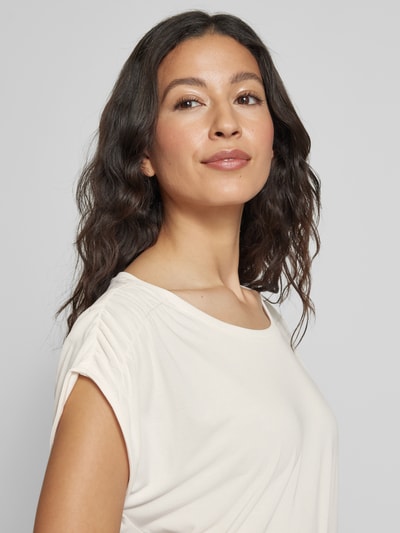 Christian Berg Woman T-shirt z prążkowanym okrągłym dekoltem Złamany biały 3