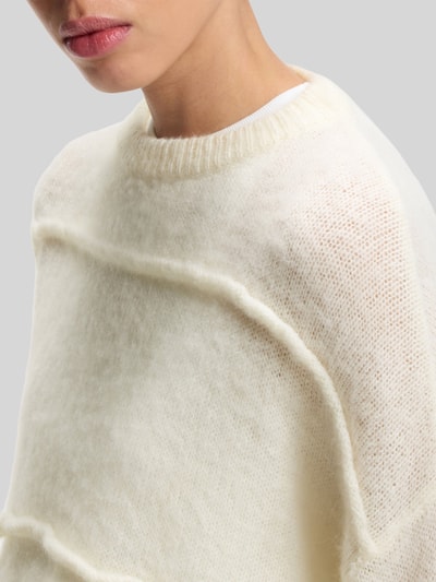 HUGO Blue Oversized Pullover aus Material-Mix mit Woll-Anteil Ecru 3