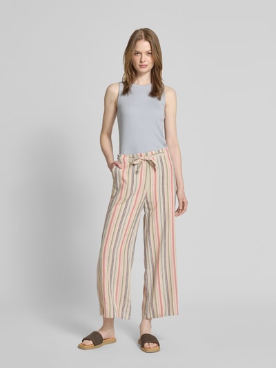 Christian Berg Woman Wide leg linnen culotte met strikceintuur Ecru - 1