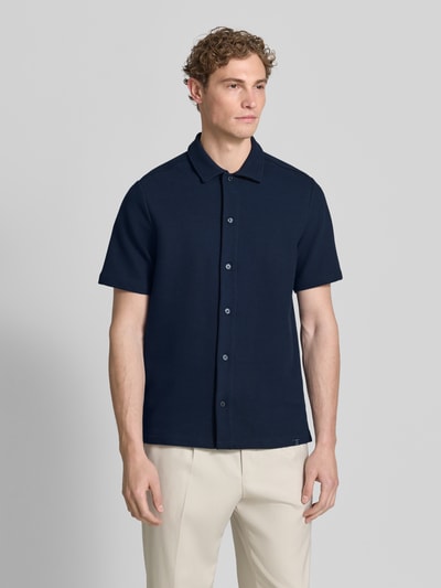 LERROS Regular Fit Freizeithemd mit Polokragen und Strukturmuster Marine 4