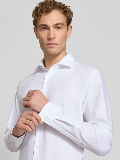Seidensticker Slim Fit Business Hemd mit Kentkragen aus Feintwill Weiss 3