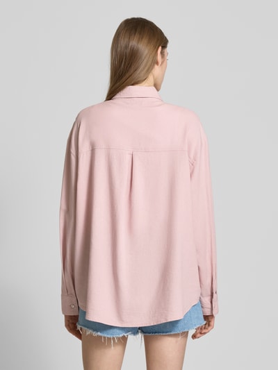 Only Bluzka koszulowa o kroju oversized z mieszanki lnu model ‘CARO’ Różowy 5