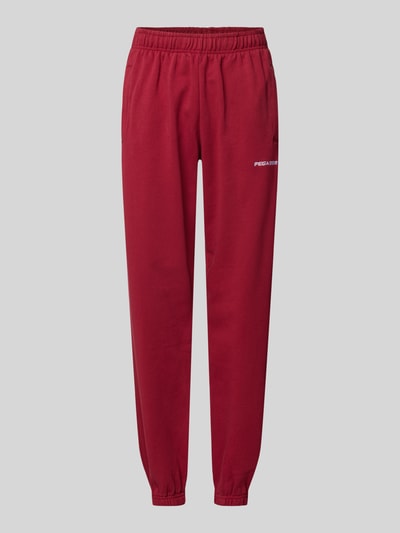 Pegador High waist sweatbroek met labelstitching, model 'VILLA' Bordeaux - 2