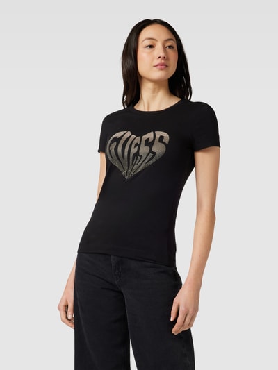 Guess T-Shirt mit Label-Print Black 4