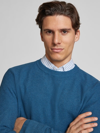 Tom Tailor Regular Fit Strickpullover mit geripptem Rundhalsausschnitt Petrol 3