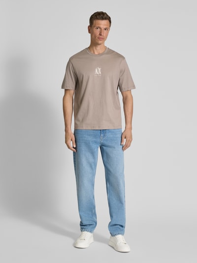 ARMANI EXCHANGE T-shirt met labelprint Taupe - 1