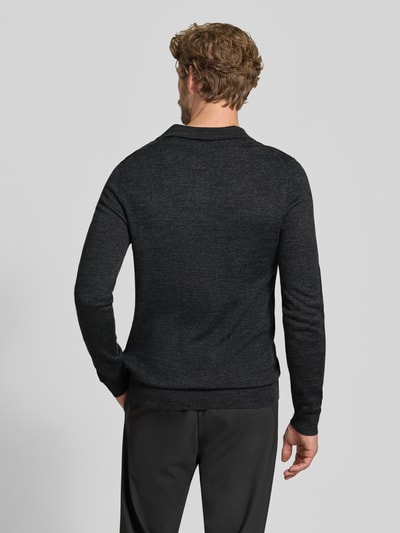 Christian Berg Men Regular Fit Poloshirt aus Woll-Mix Anthrazit Melange 5