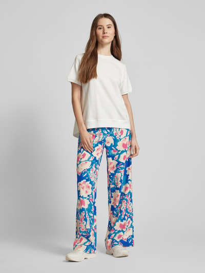 comma Casual Identity Regular fit linnen broek met all-over print Blauw - 1