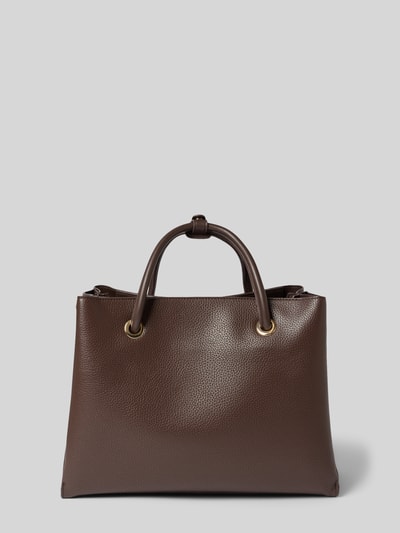 Produktfoto, braune Henkeltasche in Leder-Optik Modell 'ALEXIA' von Valentino Bags, glatte und strukturierte Oberfläche, neutrale Kulisse.