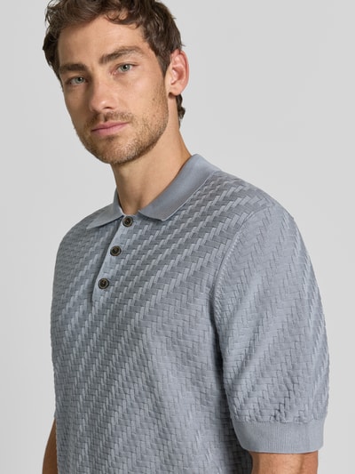 Matinique koszulka polo o kroju regular fit z czystej bawełny w imitacji dzianiny Jasnoniebieski 3
