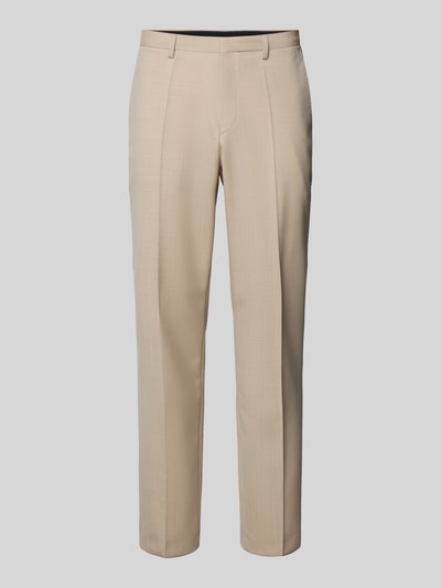 Produktfoto, Super Slim Fit Anzughose aus Schurwoll-Mix Modell 'HESTEN' von HUGO, Optik: Unifarben, Passform: Super Slim Fit, Applikation: Label-Applikation, Mid Waist, Gürtelschlaufen, Schiebehaken, Knopf und verdeckter Reißverschluss, seitliche Eingrifftaschen, Gesäßtaschen, Material: Schurwoll-Mix, helle Anzug-Farben:, glatte Anzug-Stoff:-Textur