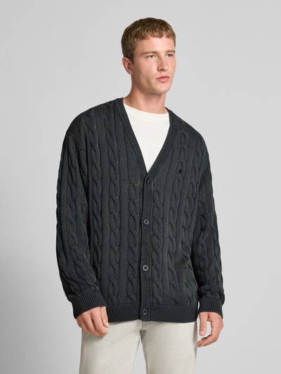 Carhartt Work In Progress Kurtka z dzianiny ze ściegiem warkoczowym i dekoltem w serek Czarny 4