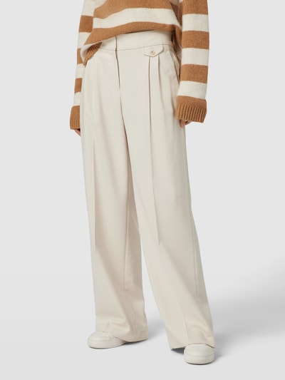 OPUS Flared Cut Bundfaltenhose mit Webmuster Modell 'Marzena' Offwhite 4